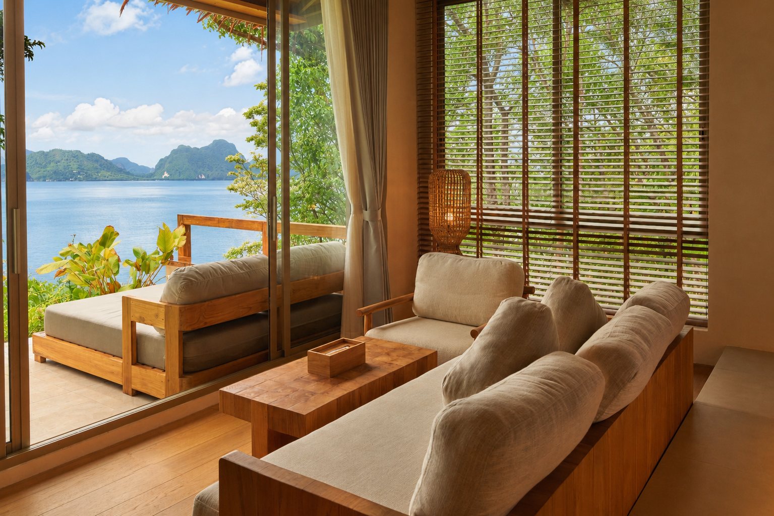 Ocean Front Pool Villa living room with sea view
